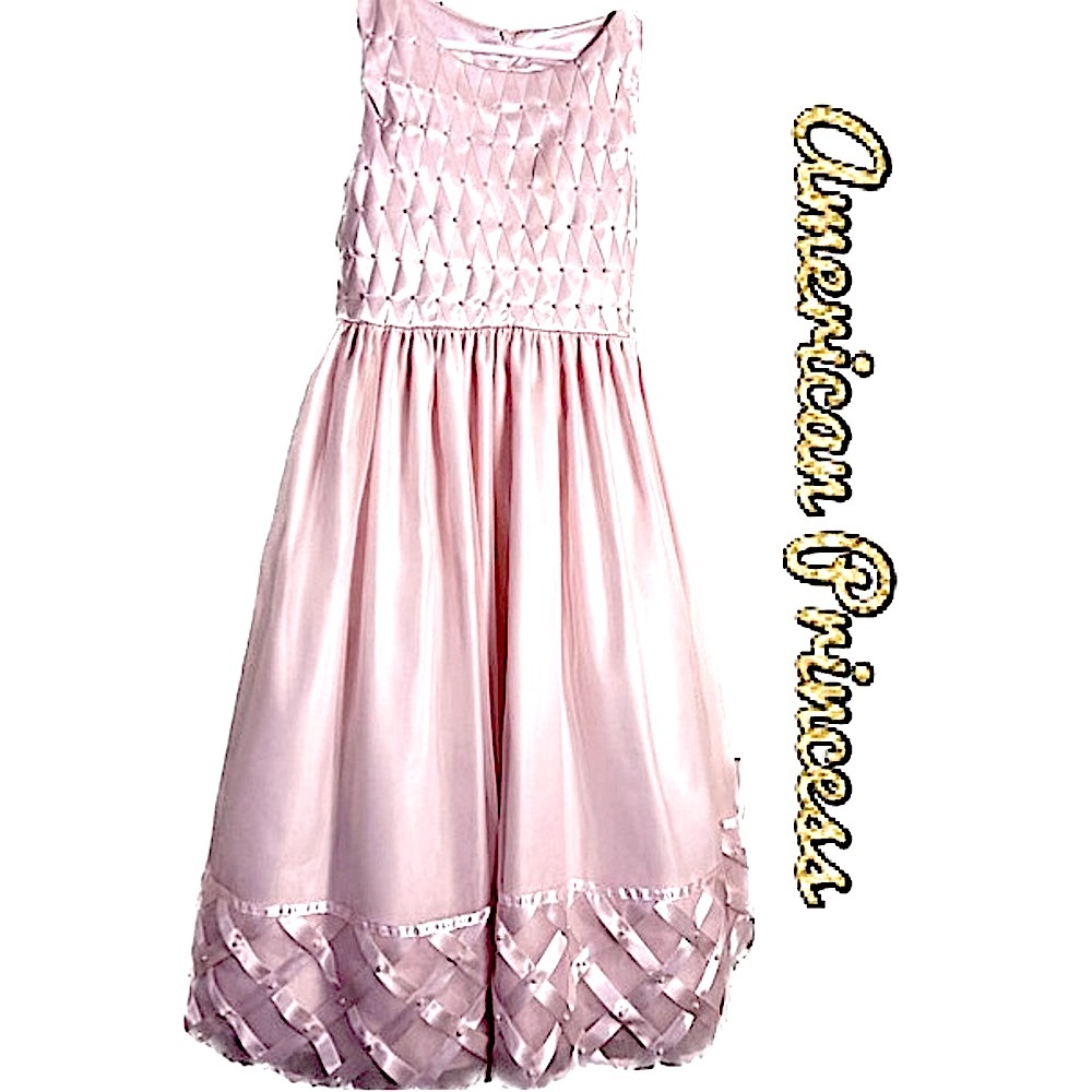 AMERICAN PRINCESS Elegant Soft~Pink Pearl~Accents Special~Occasion Dress Size 8 - Picture 1 of 5